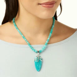 Promo ✔️ Mine Finds By Jay King Jay King Sterling Silver Amazonite Pendant With Bead Necklace 🤩 -Deals Mine Store unnamed file 324