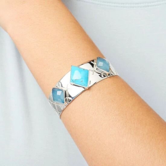 Best Sale ๐ Mine Finds By Jay King Jay King Sterling Silver Turquoise And Aquamarine Cuff Bracelet ๐งจ 2 Best Sale ๐ Mine Finds By Jay King Jay King Sterling Silver Turquoise And Aquamarine Cuff Bracelet ๐งจ - Image 2