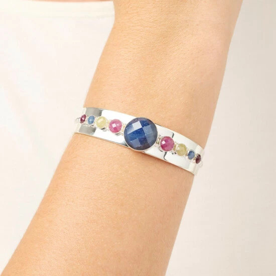 Wholesale ๐ Mine Finds By Jay King Jay King Sterling Silver Multicolor Multi-Sapphire Cuff Bracelet ๐งจ 2 Wholesale ๐ Mine Finds By Jay King Jay King Sterling Silver Multicolor Multi-Sapphire Cuff Bracelet ๐งจ - Image 2