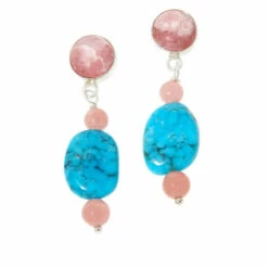 Cheap 🔔 Mine Finds By Jay King Jay King Pink Rhodochrosite And Kingman Turquoise Drop Earrings 😍