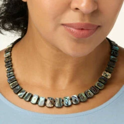 Coupon 🔔 Mine Finds By Jay King Jay King Black Tourmaline And Abalone Shell Reversible Necklace 🥰 -Deals Mine Store unnamed file 401