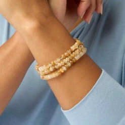 Cheap 👍 Mine Finds By Jay King Jay King Yellow Quartz Bead 3-Strand Stretch Bracelet ❤️ -Deals Mine Store unnamed file 405