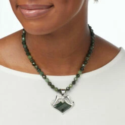 Best deal ❤️ Mine Finds By Jay King Jay King Sterling Silver Nephrite Jade Pendant With Bead Necklace 💯 -Deals Mine Store unnamed file 423