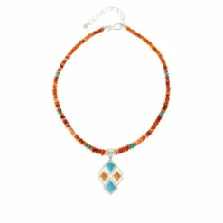 Outlet ⭐ Mine Finds By Jay King Jay King Spiny Oyster Shell And Turquoise Pendant With Necklace 🌟