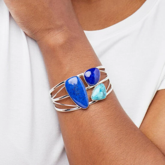 Top 10 ๐ Mine Finds By Jay King Jay King Gallery Collection Turquoise Composite & Lapis Cuff Bracelet โค๏ธ 2 Top 10 ๐ Mine Finds By Jay King Jay King Gallery Collection Turquoise Composite & Lapis Cuff Bracelet โค๏ธ - Image 2