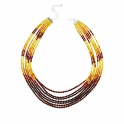 Promo 😍 Mine Finds By Jay King Jay King Sterling Silver Multicolor Amber Bead 7-Strand Necklace ⌛