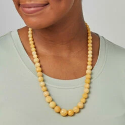 New ✔️ Mine Finds By Jay King Jay King Sterling Silver Yellow Aragonite Graduated Bead Necklace 🎁 -Deals Mine Store unnamed file 519