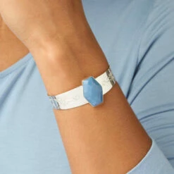 Brand new 🎉 Mine Finds By Jay King Jay King Sterling Silver Blue Opal Cuff Bracelet 🧨 -Deals Mine Store unnamed file 521