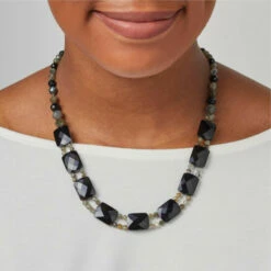 Budget ⌛ Mine Finds By Jay King Jay King Labradorite And Black Chalcedony Reversible Necklace 👏 -Deals Mine Store unnamed file 567