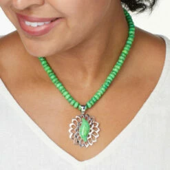 Promo 🔔 Mine Finds By Jay King Jay King Lemon Lime Turquoise Composite Pendant With Bead Necklace 😀 -Deals Mine Store unnamed file 606