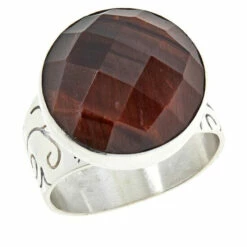 Discount 😀 Mine Finds By Jay King Jay King Sterling Silver Red Tiger's Eye Round Ring Tigers Eye 🧨 -Deals Mine Store unnamed file 665