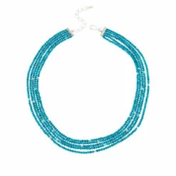 Best Sale 🎁 Mine Finds By Jay King Jay King Sterling Silver Turquoise Composite Bead 5-Row Necklace 🛒
