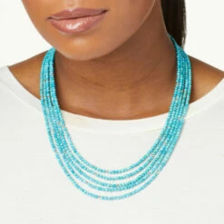 Best Sale 🎁 Mine Finds By Jay King Jay King Sterling Silver Turquoise Composite Bead 5-Row Necklace 🛒 -Deals Mine Store unnamed file 675