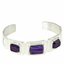 Deals 🎁 Mine Finds By Jay King Jay King Sterling Silver Purple Charoite And Amethyst Cuff Bracelet 😀