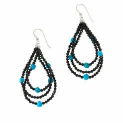 Buy 😍 Mine Finds By Jay King Jay King 3-Strand Black Spinel And Royal Blue Turquoise Bead Earrings 😉