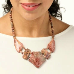 Flash Sale 🛒 Mine Finds By Jay King Jay King Multicolor Red Leopard Skin Quartzite Necklace ❤️ -Deals Mine Store unnamed file 78