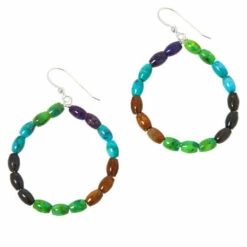 Coupon 🧨 Mine Finds By Jay King Jay King Multicolor Turquoise And Jarosite Bead Hoop Drop Earrings 🥰