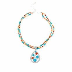 Buy ❤️ Mine Finds By Jay King Jay King Turquoise & Multicolor Jelly Opal Pendant With Bead Necklace ✔️