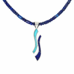 Wholesale 🥰 Mine Finds By Jay King Jay King Turquoise And Lapis Inlay Pendant With Bead Necklace ✔️ -Deals Mine Store unnamed file 828
