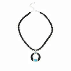 Promo 👍 Mine Finds By Jay King Jay King Black Chalcedony, Turquoise & Blue Topaz Pendant-Necklace ⭐
