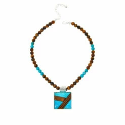 Best Sale ✨ Mine Finds By Jay King Jay King Tiger Eye And Sonoran Turquoise Bead Pendant-Necklace ⌛