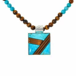 Best Sale ✨ Mine Finds By Jay King Jay King Tiger Eye And Sonoran Turquoise Bead Pendant-Necklace ⌛ -Deals Mine Store unnamed file 894