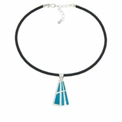 Hot Sale ⌛ Mine Finds By Jay King Jay King Turquoise Inlay Pendant With Black Leather Cord Necklace ⭐