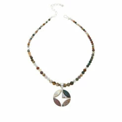 Best Sale ✔️ Mine Finds By Jay King Jay King Multicolor Orbicular Chalcedony Pendant With Bead Necklace ✔️