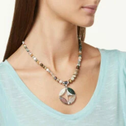 Best Sale ✔️ Mine Finds By Jay King Jay King Multicolor Orbicular Chalcedony Pendant With Bead Necklace ✔️ -Deals Mine Store unnamed file 953
